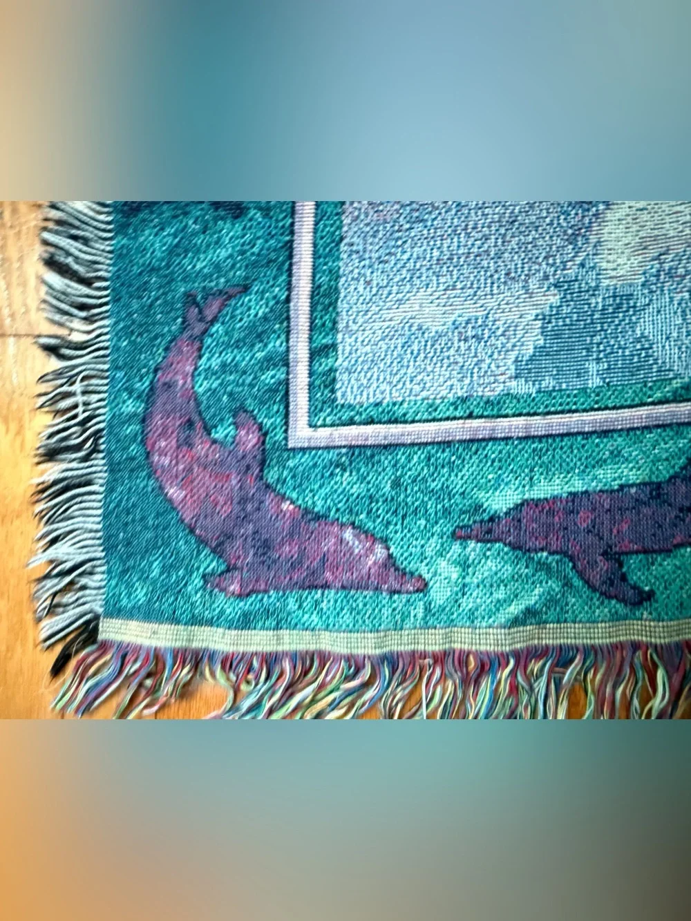 Vintage Dolphin Tapestry Throw Blanket